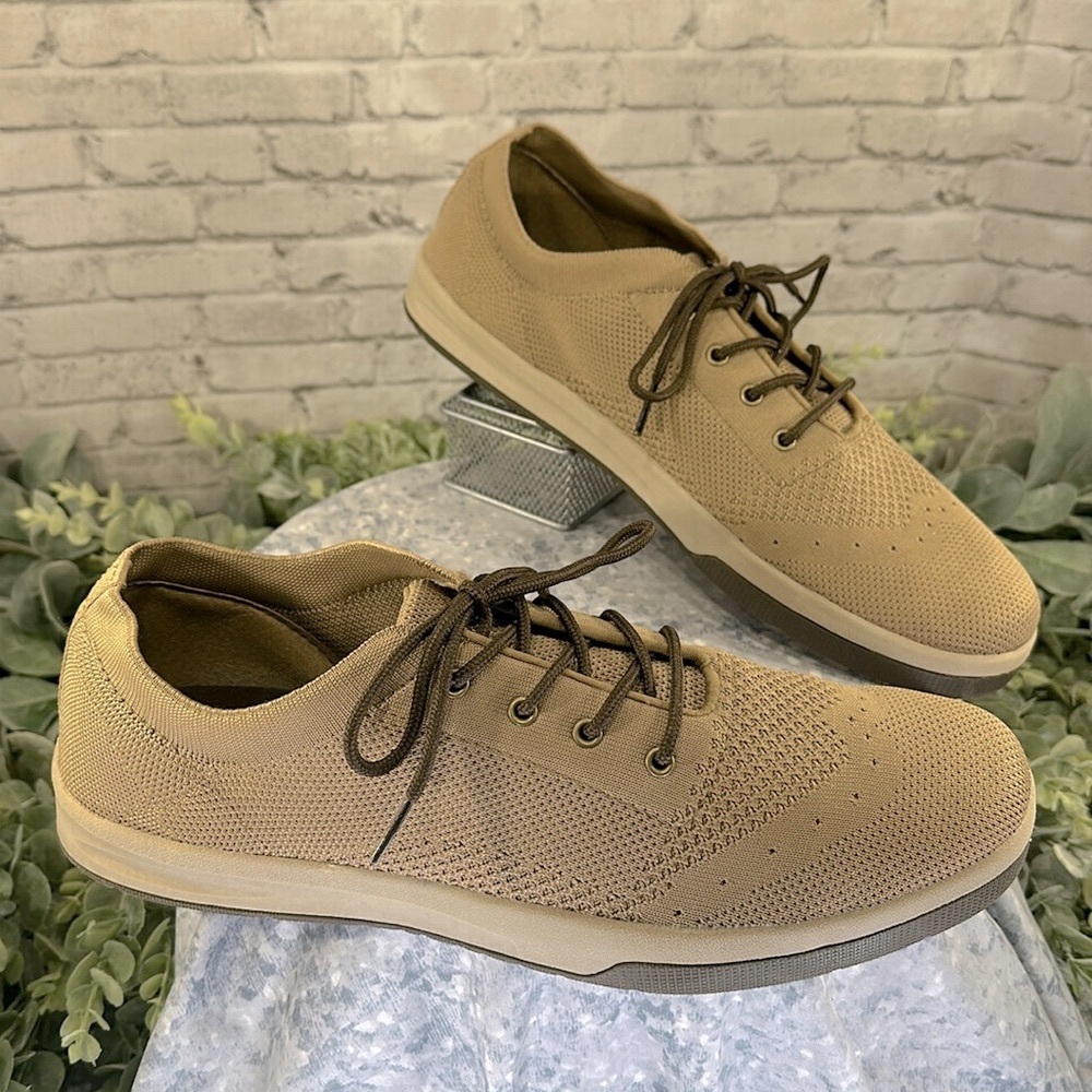 George Tan Stretch-Knit Wingtip Memory Foam Comfort Casual Sneakers Mens 12M💛EUC